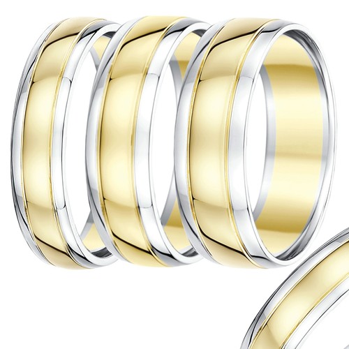 9ct two colour wedding ring - two,