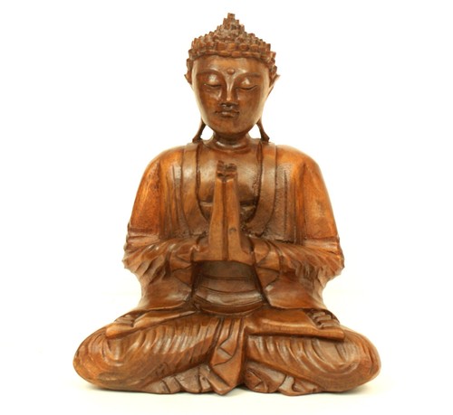 Wooden buddha statue namaskara - buddha,