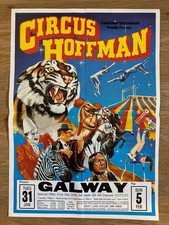 Vintage 1984 Circus Hoffman poster - Galway, Ireland - tiger, horses, zebra