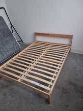 Wood Double Bed Frame 2×2.8m with Headboard and Mattress Included White