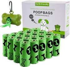 300 Biodegradable Dog Poop Bags Lavender Scented Thick Strong 20 Rolls+Dispenser