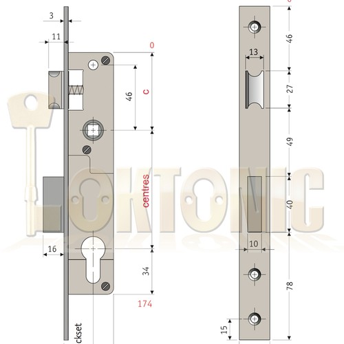 Enfield euro mortice door sash - enfield,