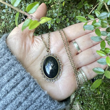 Scrying Mirror Pendant Necklace Handmade & Consecrated Black Glass Divination