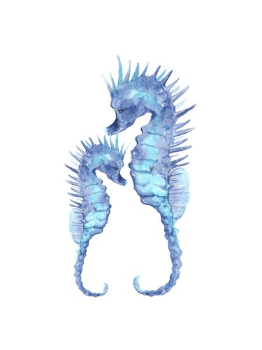 Blue seahorse watercolor - seahorse,