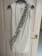 Versace 2009 Runway Leather And Chainmail Dress In Beige And Gold