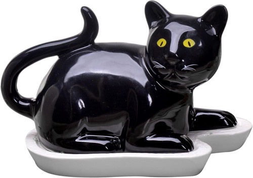 Black cat butter dish - with, lid