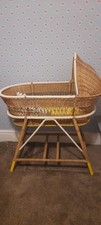 Vintage Bassinet Wicker Moses Basket with Stand crib woven prop