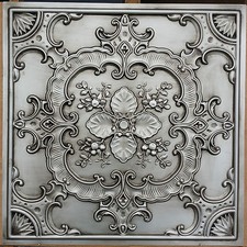 Faux tin Country style ceiling tiles decor wall panels PL19 Antique silver 10pcs