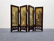 RARE VINTAGE DOLLHOUSE SHOJI SCREEN 4 PANELS HAND PAINTED ARTWORK LAQUERED WOOD