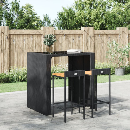 Bar stool set black pe - black,