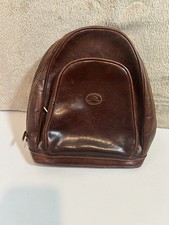 Tony Perotti Genuine Leather Mini Backpack Brown – Vintage Style, Plaid Lining,