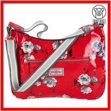 Cath Kidston Curved Shoulder Bag Cross Body Strap Floral Island Bunch Red CQ17