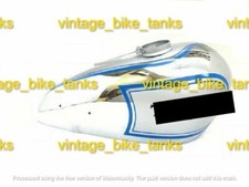 Fit For TRIUMPH T80 Silver & Chrome With Blue Stripes Steel Gas Fuel Petrol Tank