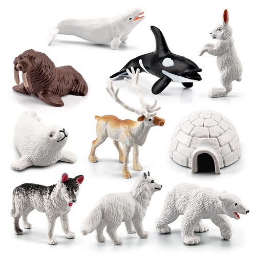 10pcs polar animals figurines - 10pcs,