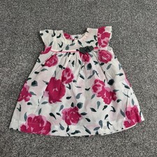 Petit Bateau Pink Floral Cotton Summer Dress Frilly 0-3 Months 60 Cm