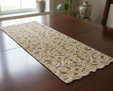 Hand Beaded Table Runner Gold