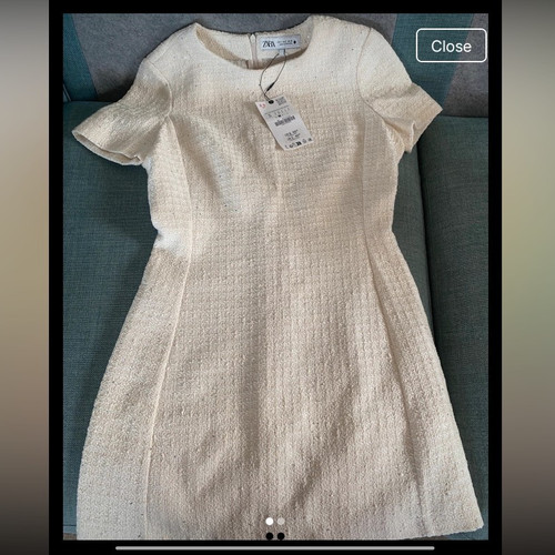 Zara cream tweed shift - cream, s