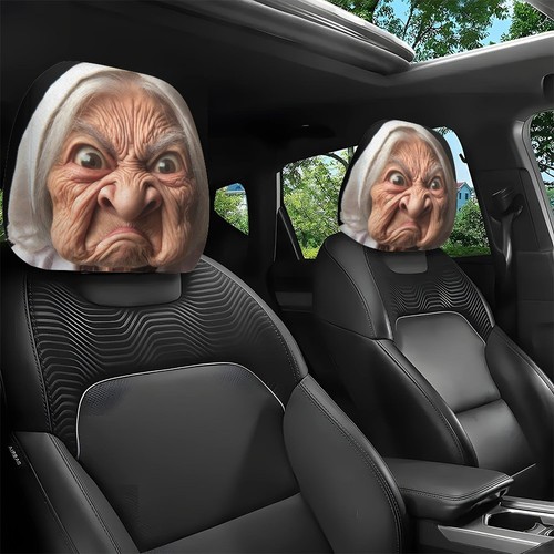 2pcs funny old lady - 2pcs, headrest