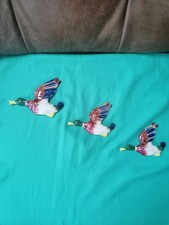 Vintage Staffordshire Set Of 3 Graduated Flying Mallard Duck Wall Plaques 