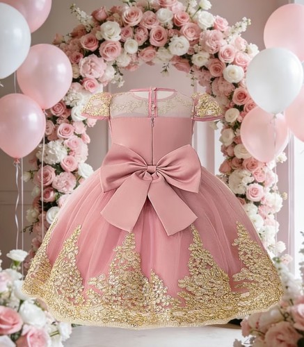 Pink gold embroidered - pink, girls