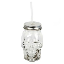 Skull Shaped Mason Glass Jar