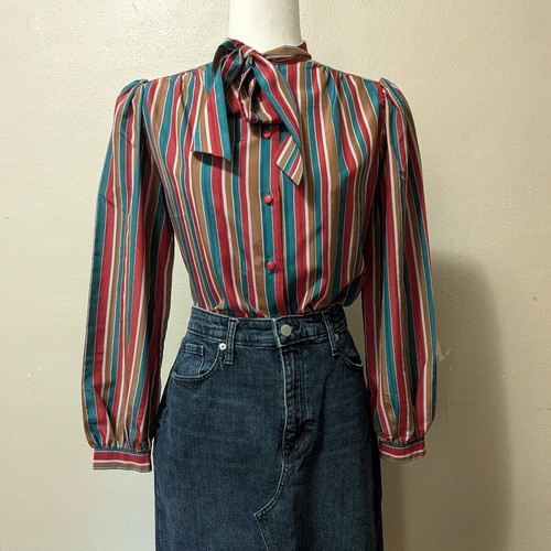 80s vintage striped pussy - 80s, bow