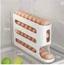 4-layer Slide Egg Storage Box Ladder Style Egg Box Storage Refrigerator Side Doo