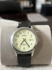 Vintage Lorus Lumibrite Silver Tone Date Quartz Watch Brand New Battery Fitted