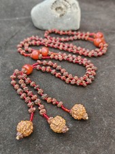Vintage Tiny 1-5 Muhki Rudraksha Jap Mala 110 prayer bead handmade Necklace