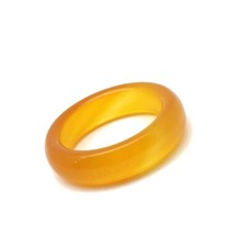 Yellow Agate Ring Band Natural Gemstone Boho Chakra Crystal Metal Free Thumb