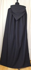 LARGE BLACK HOODED CAPE/CLOAK - HALLOWEEN -WICCA - GOTH - HALLOWEEN -UK MADE