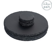 12 Piece Round Slate Placemats
