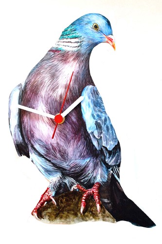 Wood pigeon clock - wood,
