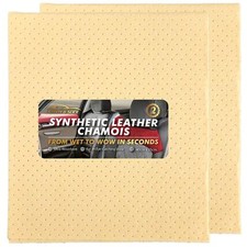2pk Synthetic Chamois Leather Cloth Large 40x35cm Perforated Car Shammy Towel