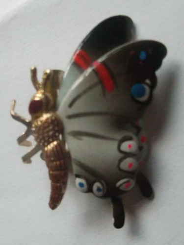 Vintage enamel butterfly - enamel,