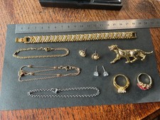 Gold Tone Costume Jewellery rings brooch ear rings  Bracelets Bundle Joblot