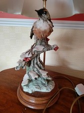 Giuseppe Armani Bird Lamp – Handcrafted Porcelain Sculpture on Wood – Florence