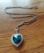 Stunning Warren James Heart Of The Ocean Necklace Blue Swarovski 18"