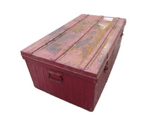 Antique Rustic Trunk Chest Steamer Metal Railway Storage Coffee Table Project