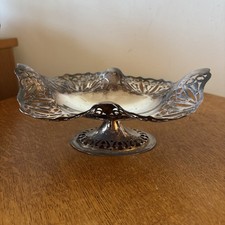 EPNS Vintage Silver Plated Pedestal Bon Bon Dish with Cut-Out Fretwork Design
