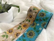 SUNFLOWER & BEES Spring Summer Autumn Flower - Eleganza Luxury Wire Edge Ribbon