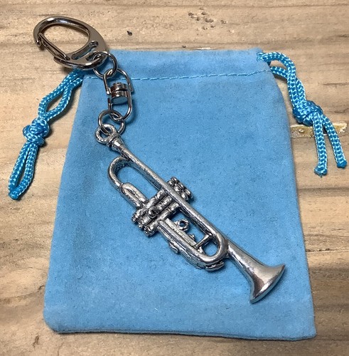 Trumpet silver pewter keyring - trumpet,