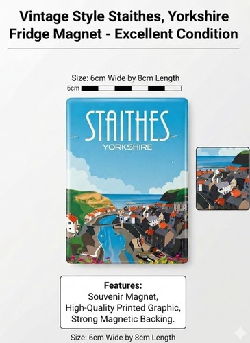 Staithes ceramic magnet - magnet, x