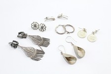 Sterling Silver Earrings Vintage Filigree Modernist Horseshoe Clip Ons x 6 (23g)