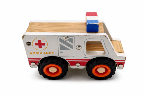 Wooden toy ambulance - wooden,