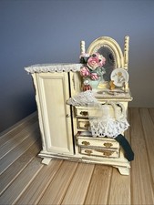 1:12 Scale Dollshouse Vintage Dresser Ivory And Gold Shabby Chic Paint