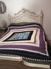 Hand Crocheted Blanket assorted colours 80 X 90 Inch Fab Colours 