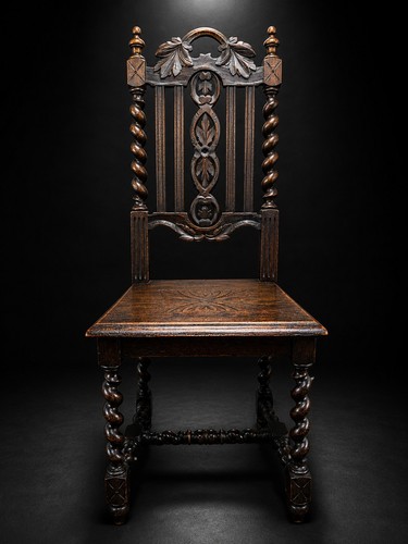 Antique chair carved twisted - antique,