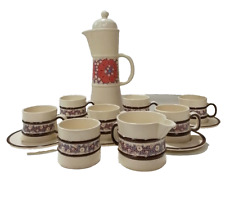 Carlton Ware Vintage Coffee Set Coffee Pot 6Cups Saucers Milk Jug Sugar Bowl