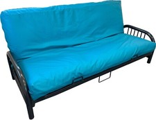 Turquoise Leather Vinyl Full Size Futon Mattress Cover, Slipcover 6 x 54 x 75